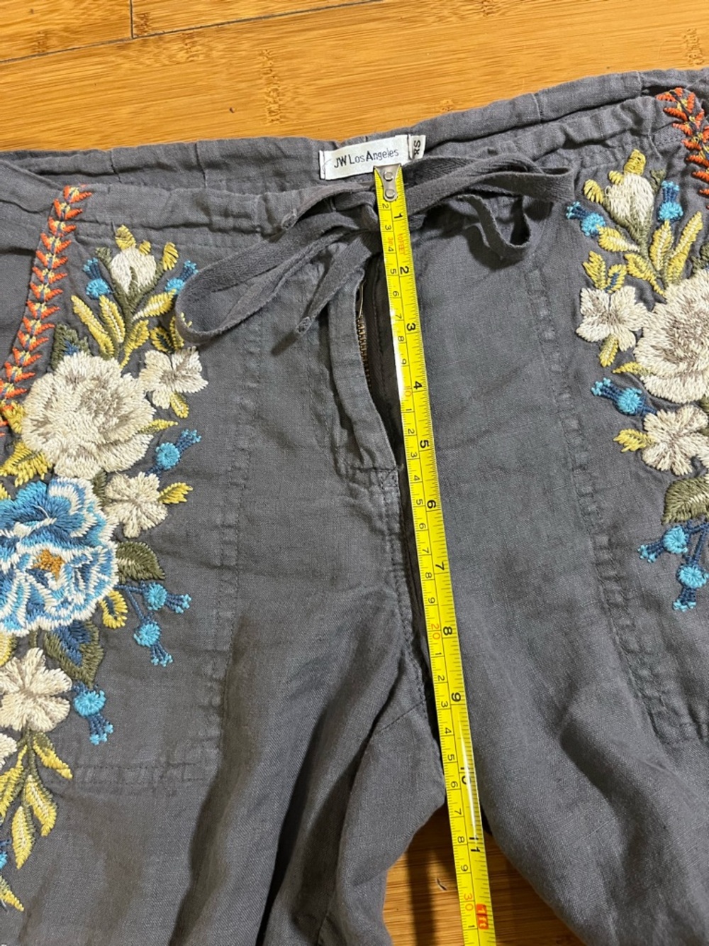 Johnny Was JW Los Angeles Linen 100% Embroidered Floral Bermuda Shorts Boho - Picture 9 of 11